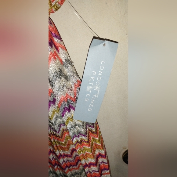 London Times Womens Dress 6P Petite Multicolor Lined Round Neck Pullover - Picture 7 of 13